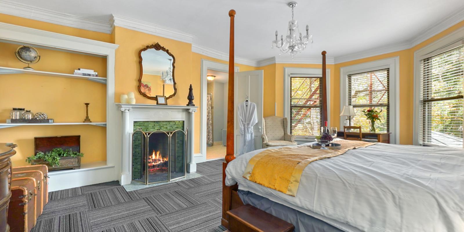 King room with fireplace